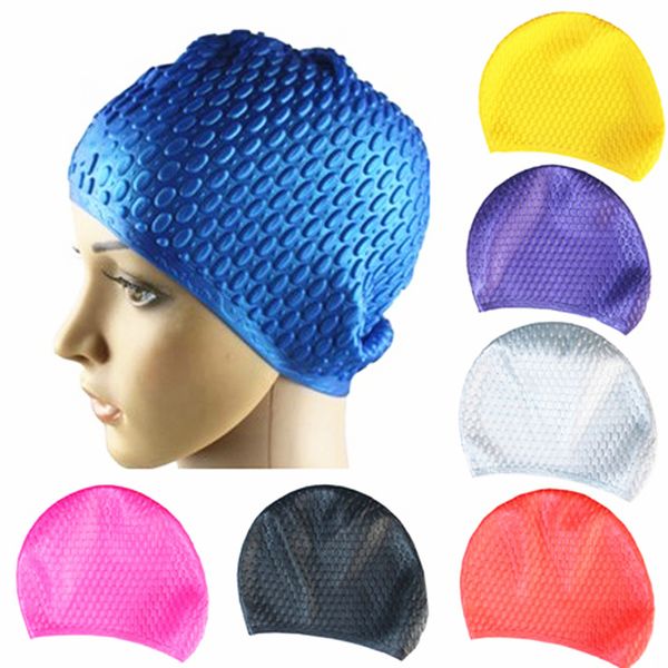 

silicone waterproof swimming caps protect ears long hair sports swim pool hat swimming cap size for men & women adults