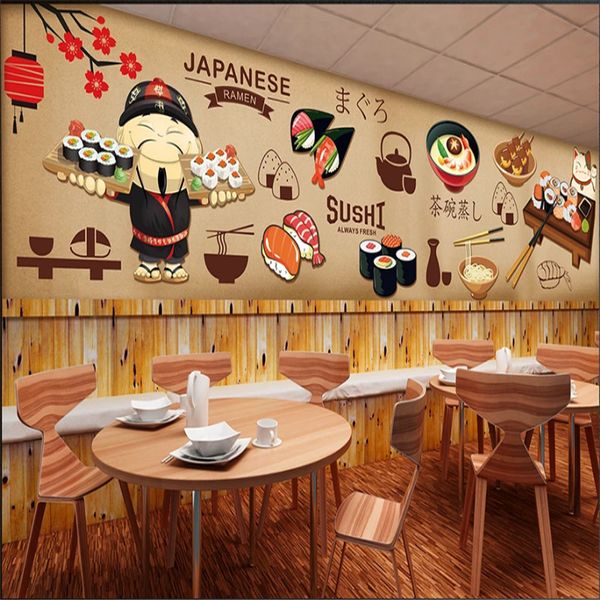 

hd hand-painted cartoon japanese cuisine theme background mural wallpaper 3d sushi restaurant industrial decor wall paper 3d