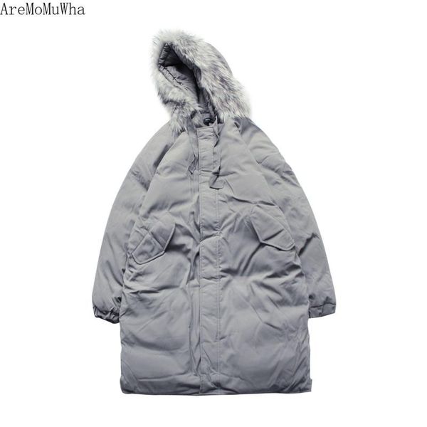 

aremomuwha зима утолщение большой меховой воротник с капюшоном хлопчатобумажный костюм мужской длинный хлеб хлеб корейских студентов тенденц, Black