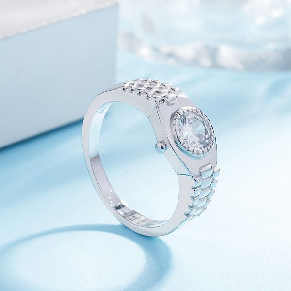 

women stylish minimalist watch ring silver-plated jewelry, Slivery;golden