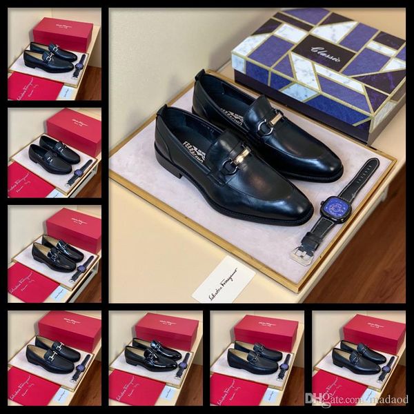 

21fw brand luxury business men loafers italy large size new office casual fashion leather shoes luxury formal shoes men yeye2, Black