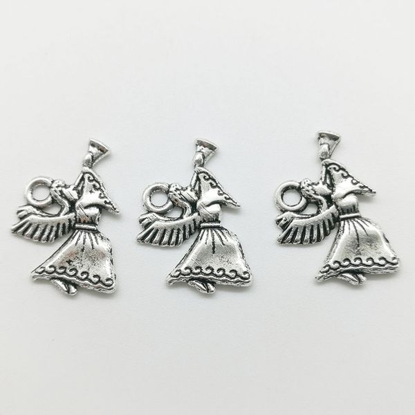 

150pcs/lot angel alloy charms pendant retro jewelry diy keychain ancient silver pendant for bracelet earrings necklace 21*15mm, Bronze;silver