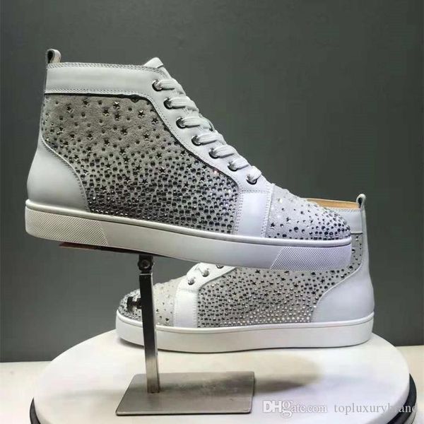 

women's shoes high-red soles strass orlato sneakers men's shoes couple casual sneakers star rhinestone red bottom trainers with bo, Black