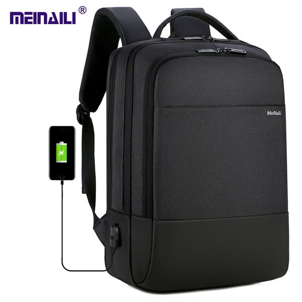 

2019 mens business laptop backpack usb зарядка мужской 14 15 дюймовый компьютер сумки водонепроницаемые bookbags для мужчин путешествия moch