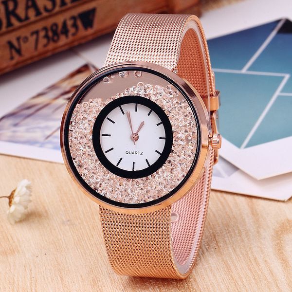 

2019 new diamond watch women's watch women's quartz, Slivery;brown