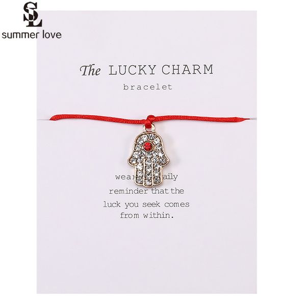 

lucky red string friendship bracelet for women crystal hamsa hand blue eye charm adjustable rope bracelets simple jewelry, Golden;silver