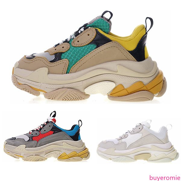 

мода париж 17fw triple-s обувь кроссовки triple s повседневная папа обувь для мужчин женщин бежевый черный спортивные теннисные туфли размер