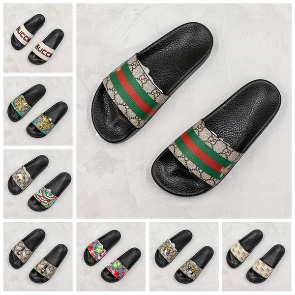 

с коробкой]ace sneaker bee tiger stripes slider pool вьетнамки мужские дизайнерские тапочки для женщин модные сандалии потертости роскошные, Black