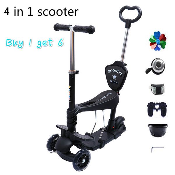 

factory price toddler 4 in 1 kick scooter with with big light up wheels and foot brake patinete infantil sc01