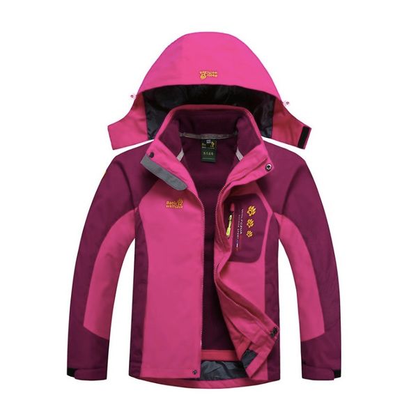 

new kids 2in1 windser waterproof camping ski snowboard coat outdoor climbing hiking jacket girls&boys with fleece lining, Blue;black