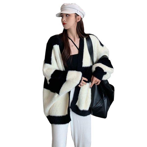 

2020 new womens spring autumn sweater women knitwear korean long sleeve oversize harajuku sweaters outwear female cardigans q223, White