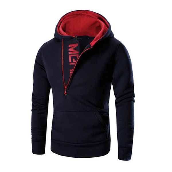 

long sleeve sweatshirts men hooded hoodies side zipper pull homme hiver sueter hombre sweatshirt pullovers streetwear jumper, Black