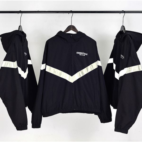 

fog justin bieber oversize reflective stripe jackets for men women windbreaker lined with mesh full-zip bomber jacket, Black;brown