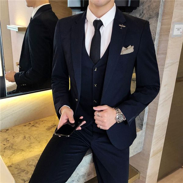 

men fall three-piece wedding dress to marry the groom, holds the suit men's clothing of cultivate morality dress suit, White;black