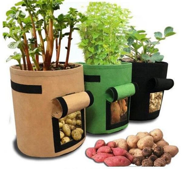 Sacos de berçário não-tecidos Plant Batata Crescer Saco de Feltro Felt Mudding Potenciômetro Reusável Vegetais Crescer Pots Flor Plântula Sacos LJJA2530-1