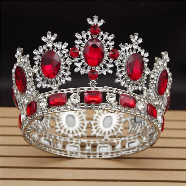 

vintage wedding crown big crystal tiaras and crowns for queen bridal headdress pageant hair jewelry accessories, Golden;white