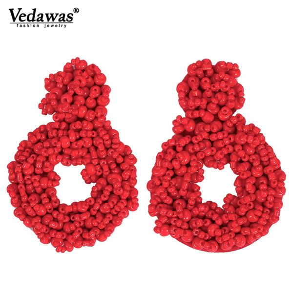 

vedawas bohemia beads statement drop dangle earrings for women wedding party gift jewelry oorbellen pendientes wholesale xg2962, Silver