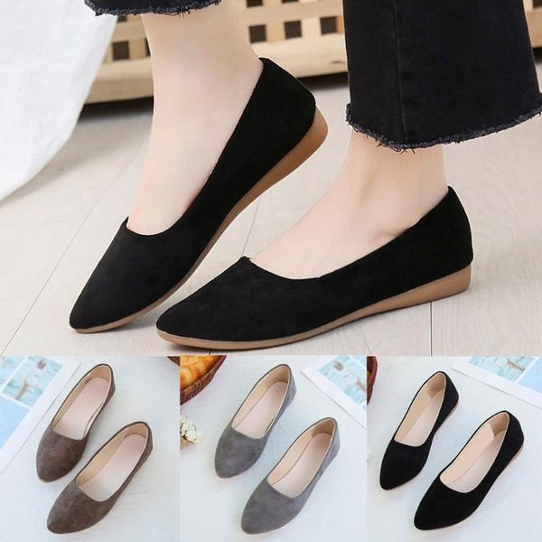 

fashion women pointed toe slip-on shoes solid color jobs single shoes peas fashion women slip on schoenen dames#g20, Black
