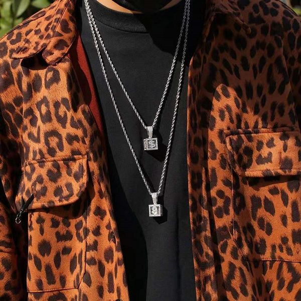 

iced out custom letter pendant necklaces for men luxury designer mens bling diamond number cube pendants chain necklace love jewelry gift, Silver