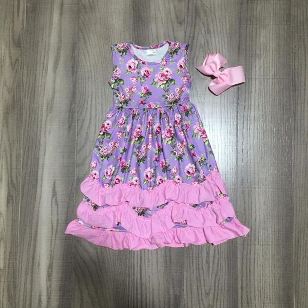 

baby girls spring and summer dress girls pink sunflower dress ankle-length children long with bow, Red;yellow