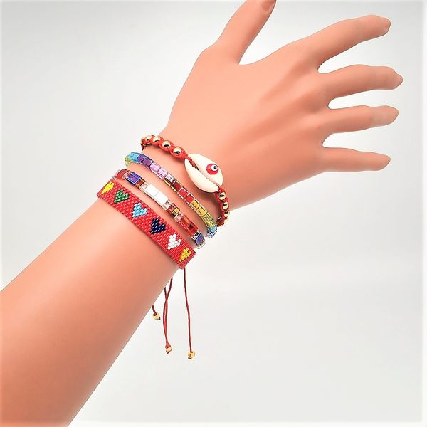 

womens bracelets jewelry 2019 boho designer friends good luck eye bracelet miyuki joyeria shell heart bracelet valentines day, Golden;silver