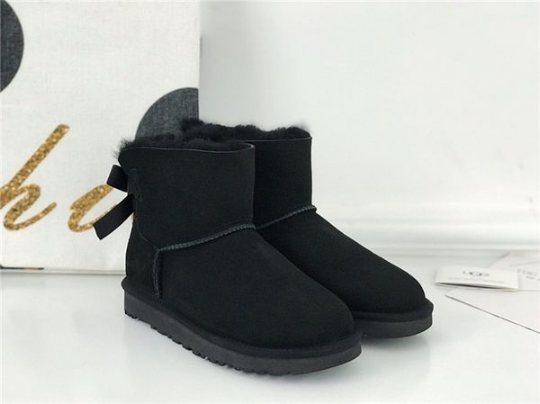 

australia women boots women's classic mini ii booties 2019 genuine leather ankle boots warm winter boots woman shoes fashion shoes 35-4, Black
