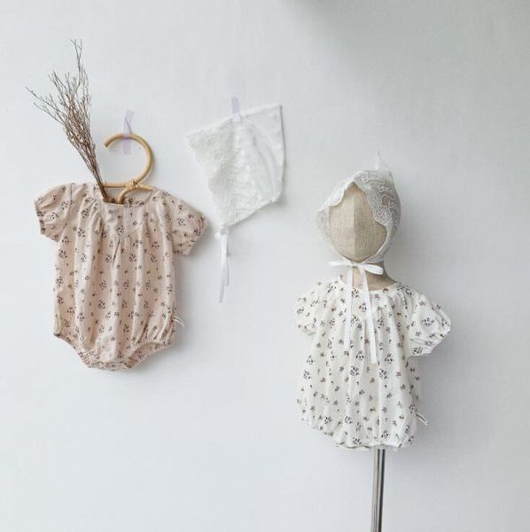 

2020 wholesale baby girls printed romper summer cotton baby jumpsuits 6-24 month qh394, Blue