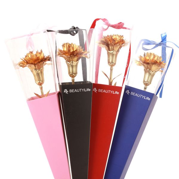 

24k gold foil carnation flower romantic presents mother's day flowers galaxy new year gift artificial flowers party decoration