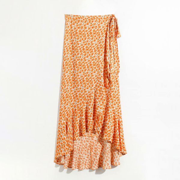 

jastie хиппи цветочных печатей асимметричного maxi skirt пляж boho повседневная 2020 лето womern юбки высокой талии бинты vintage faldas, Black