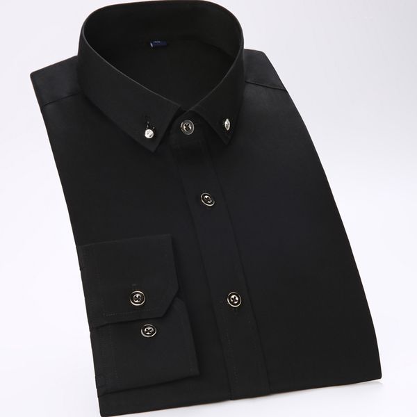 

men's dress shirts men shirt made of high-quality cotton 100% solid pocket male casual regular-fit button down, White;black