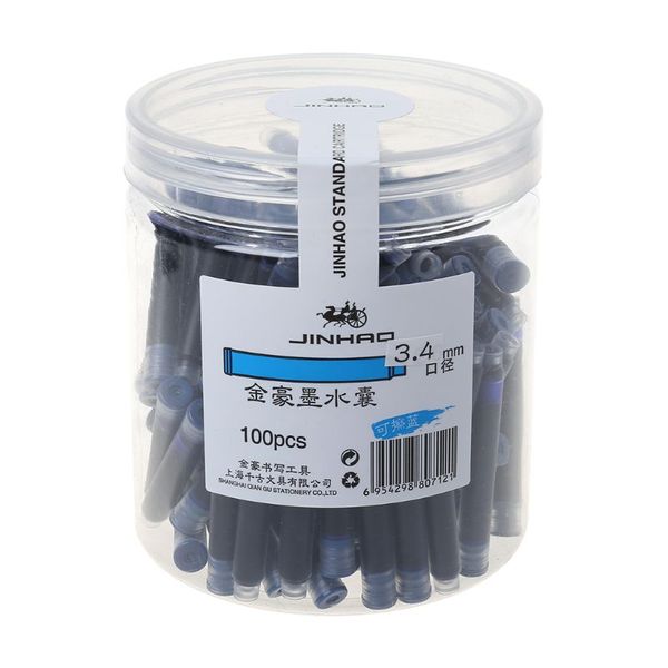 

100 pcs jinhao universal erasable blue fountain pen ink sac cartridges 3.4mm refills school office stationery, Black;red