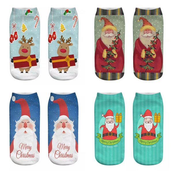 

christmas socks for women men cartoon santa claus christmas tree snowman short socks letters print new year holiday slipper socks gifts, Black;white