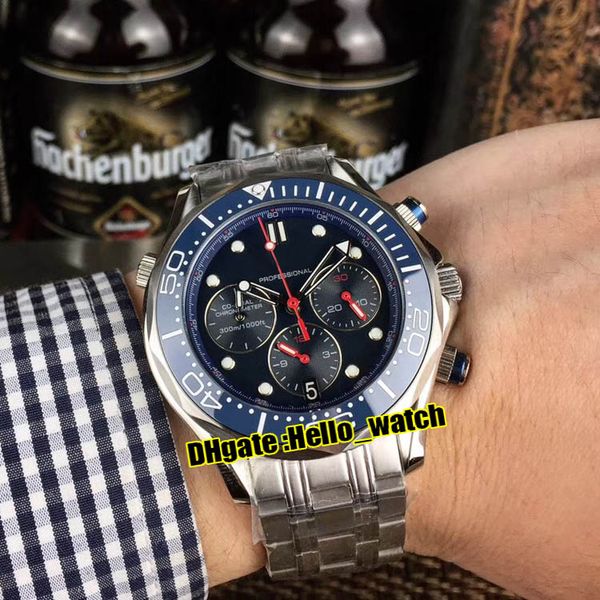 

luxury new diver aqua terra 212.30.44.50.03.001 blue dial vk miyota quartz chronograph mens watch satch ss bracelet watches hello_watch, Slivery;brown