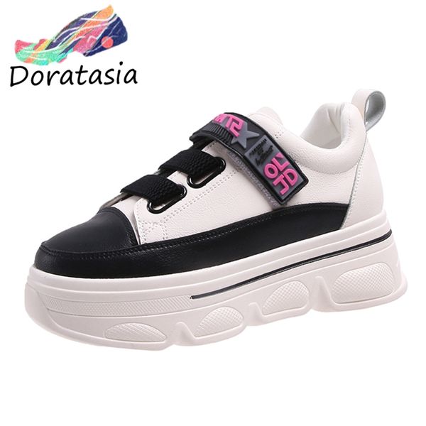 

doratasia new arrival decorating sneakers women 2019 autumn sweet girl flat platform shoes woman casual flats, Black