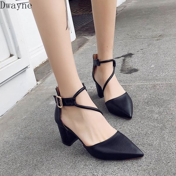

2018 new korean fashion versatile high heels pointed straps high heels shallow mouth comfortable, Black