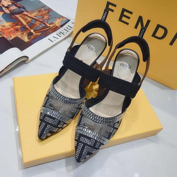 

fast delivery highest quality fend stylish luxury design female high heels pointed retro female high heel fashion shoes 6cm a3, Black