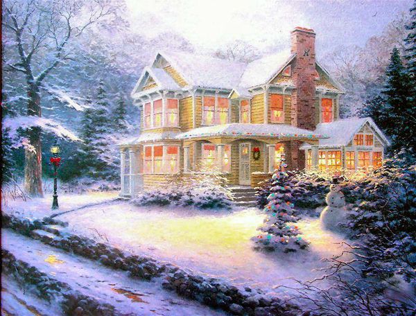 

limited thomas kinkade victorian christmas iii home decor handpainted &hd print oil painting on canvas wall art canvas pictures 200129