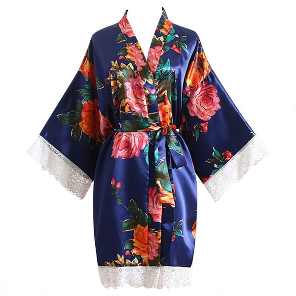 

women lace peony flowerblossom kimono dressing gown bath robe lingerie bridesmaid robes peignoir femme e1, Black;red