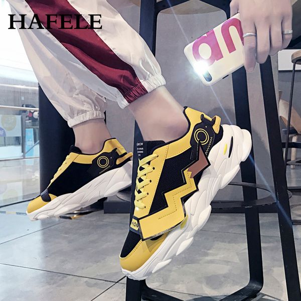 

new fashion mesh men casual shoes lac-up men shoestrend lightweight comfortable thick bottom breathable walking sneakers, Black