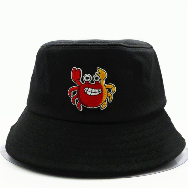 

the new style cartoon crab embroidery bucket hat fisherman hat outdoor travel sun cap hats for child men and women 102