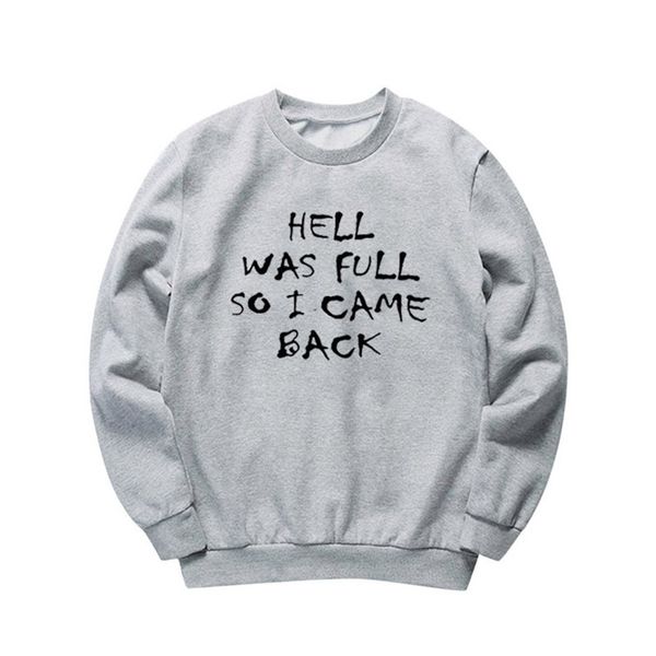 

мужская осень desinger толстовки сплошной цвет шеи экипажа с длинным рукавом письмо печати ад был полон, так что я вернулся homme одежда, Black