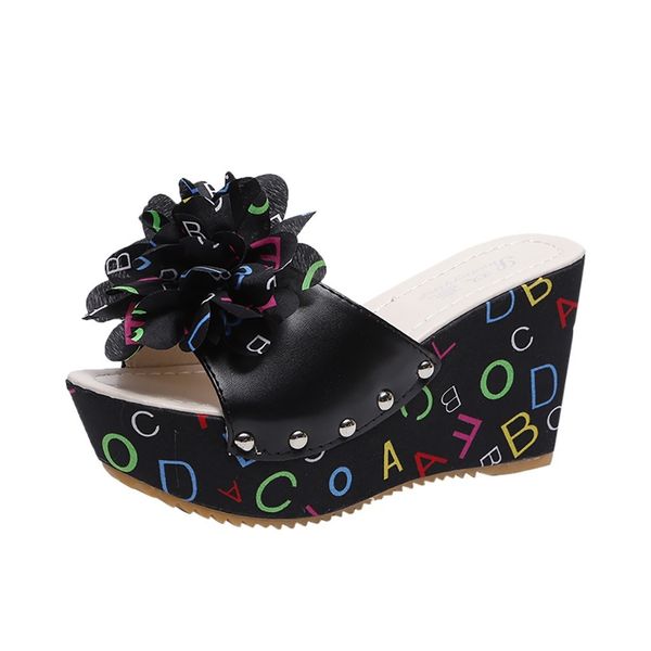 

chamsgend slope with female summer flip flops beach shoes high heel platform slippers fashion casual wild outdoor sandals