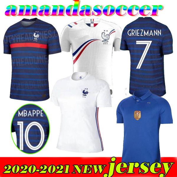 

франция футбол джерси mbappe евро-2020 майо де ног экипа гризманн футболку, трико-де-футболу 2021 100-й 100 лет, Black