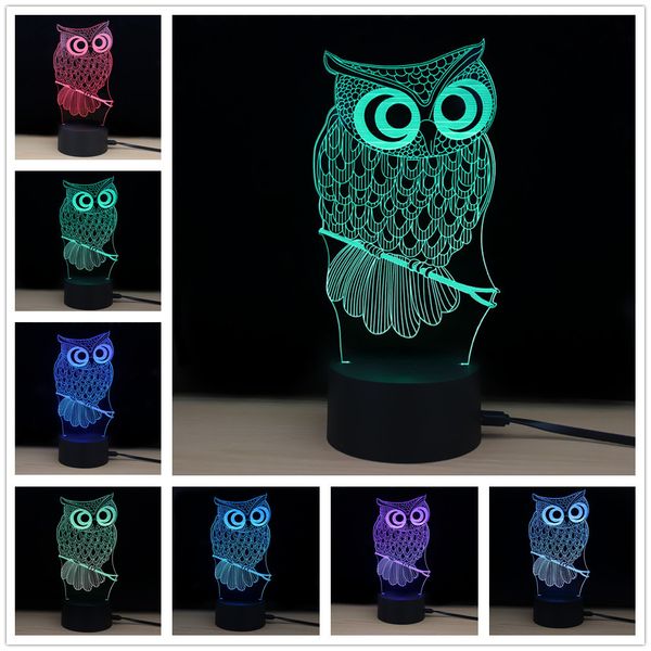 

newkbo led 3d lamp owl touch atmosphere night light usb powered shining td182 led lamp with 7 color changing