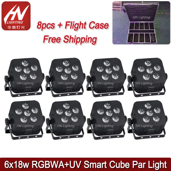 8 ADET Pil Unlights 6x18 W RGBWA UV 6in1 LED Par Işık Kablosuz DMX Düğün DJS Akku Wifiremote Kontrol Duvar Yıkama Bar Işıkları ile Uplighting