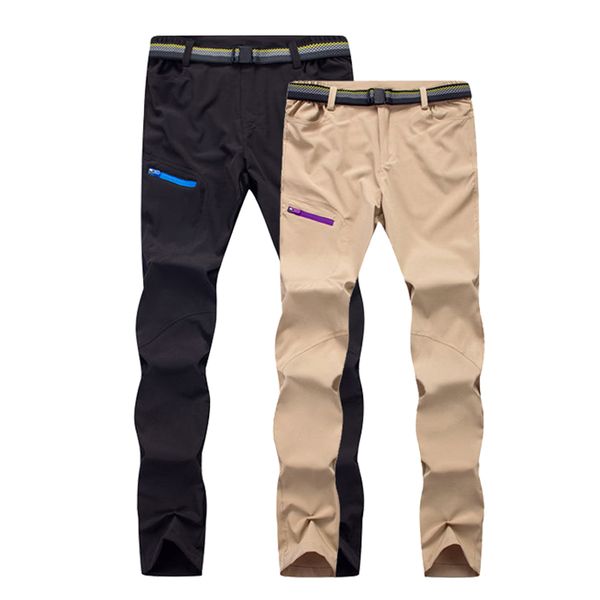 

summer men women quick dry hiking trousers outdoor movement stretch beach pants camping trekking cycling fishing pants, Black;green
