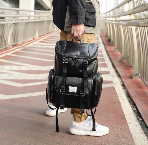 

factory wholesale brand men handbag large capacity computer bag multi-pocket leather korean backpack fashion leather travel backpack student