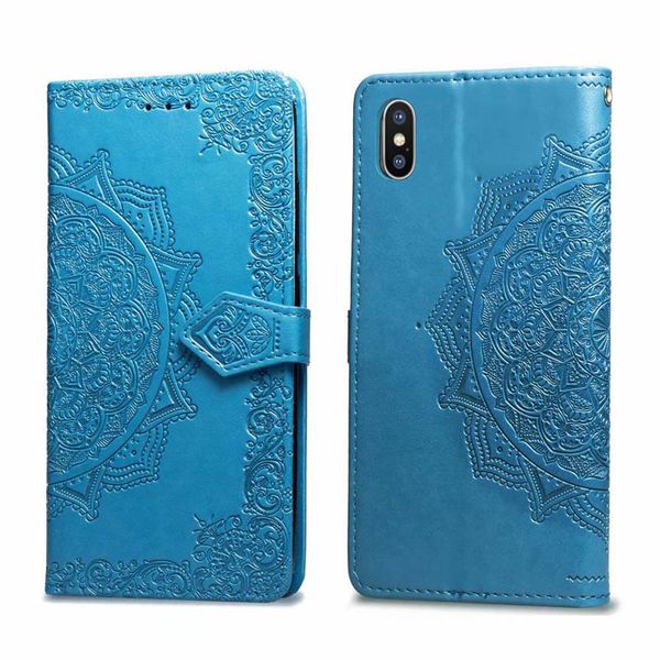 Imprint Lace Mandala Flower Portafoglio in pelle Flip Card Slot Cover Custodia per iPhone 14 13 11 12mini Pro Max XS XR 8 7 6S Plus