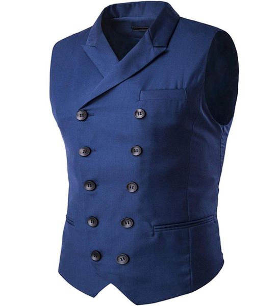 

men's boutique royal blue slim fit leisure cotton suit vest male gentleman beckham business vest male black wedding, Black;white