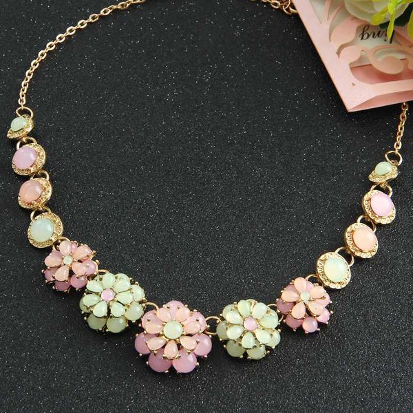 

fashion jewelry vintage bohemia women necklaces & pendants link chain necklace bubble flower gem pendant necklace for women, Silver